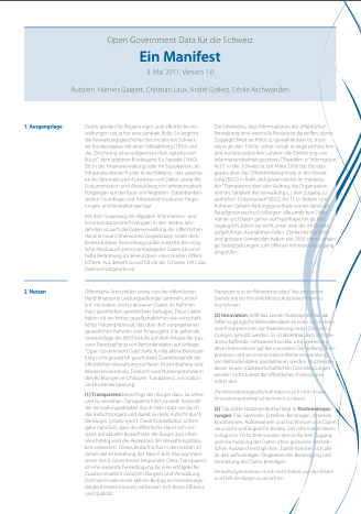 Open Government Data für die Schweiz - ein Manifest. Version 1.0